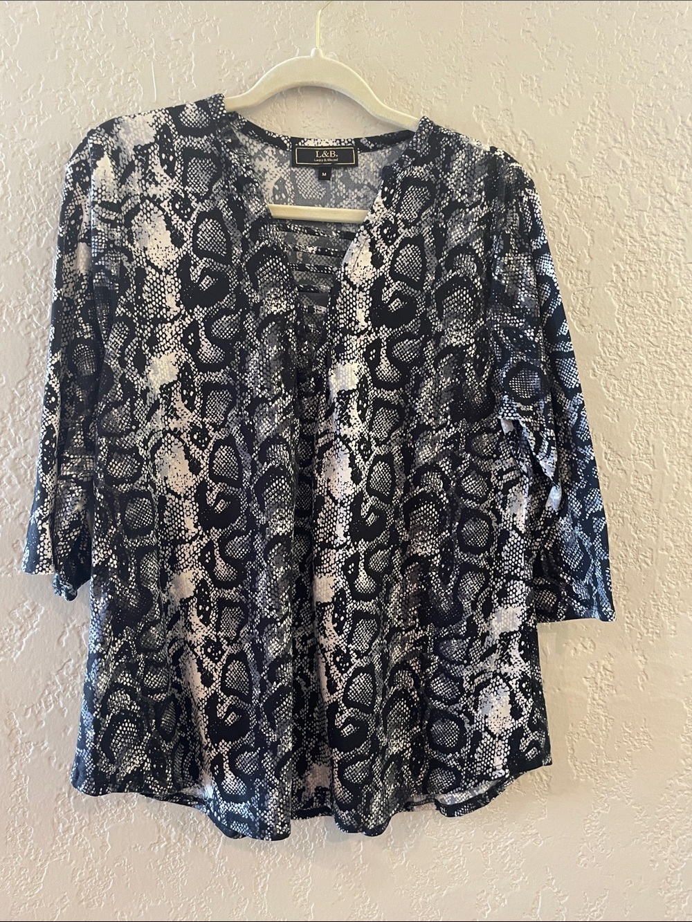 Lucky & Blessed Black and White Snake-Print V-Neck Tunic